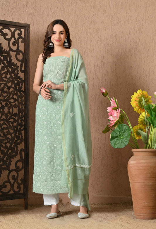 Chanderi Kurta Dupatta Suit Set