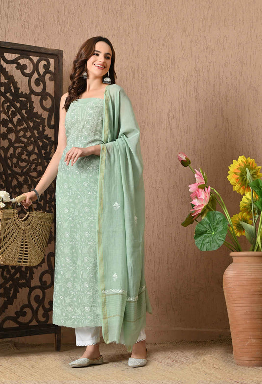 Chanderi Kurta Dupatta Suit Set