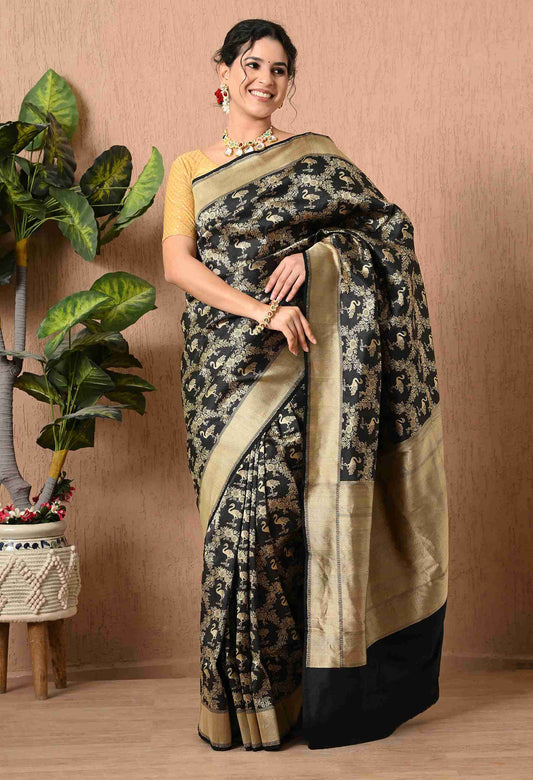 Handloom Pure Katan Silk Shikargah Saree