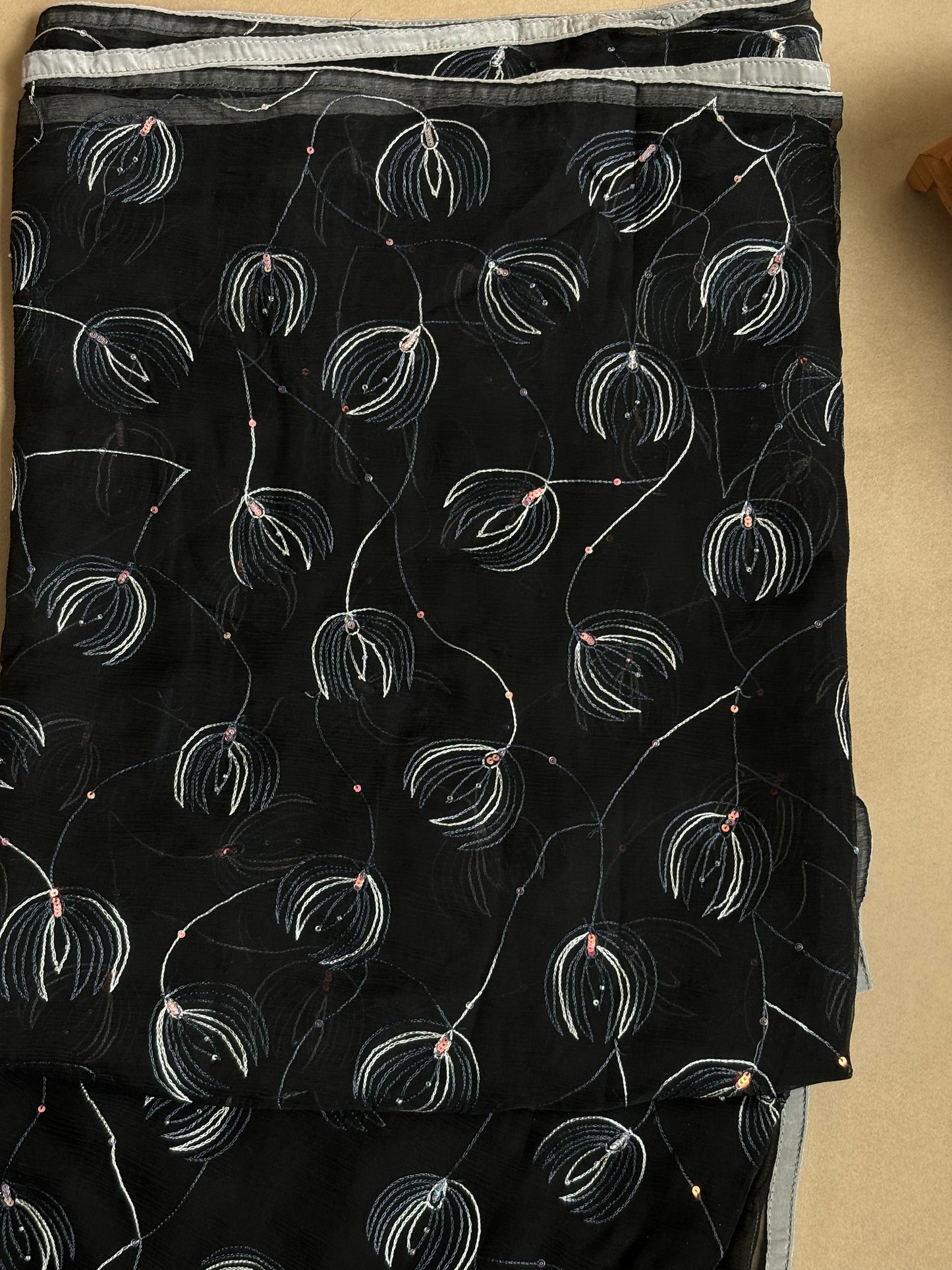 Pure Chiffon Black Saree