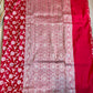 HandCrafted Pure Kataan Silk Red Saree