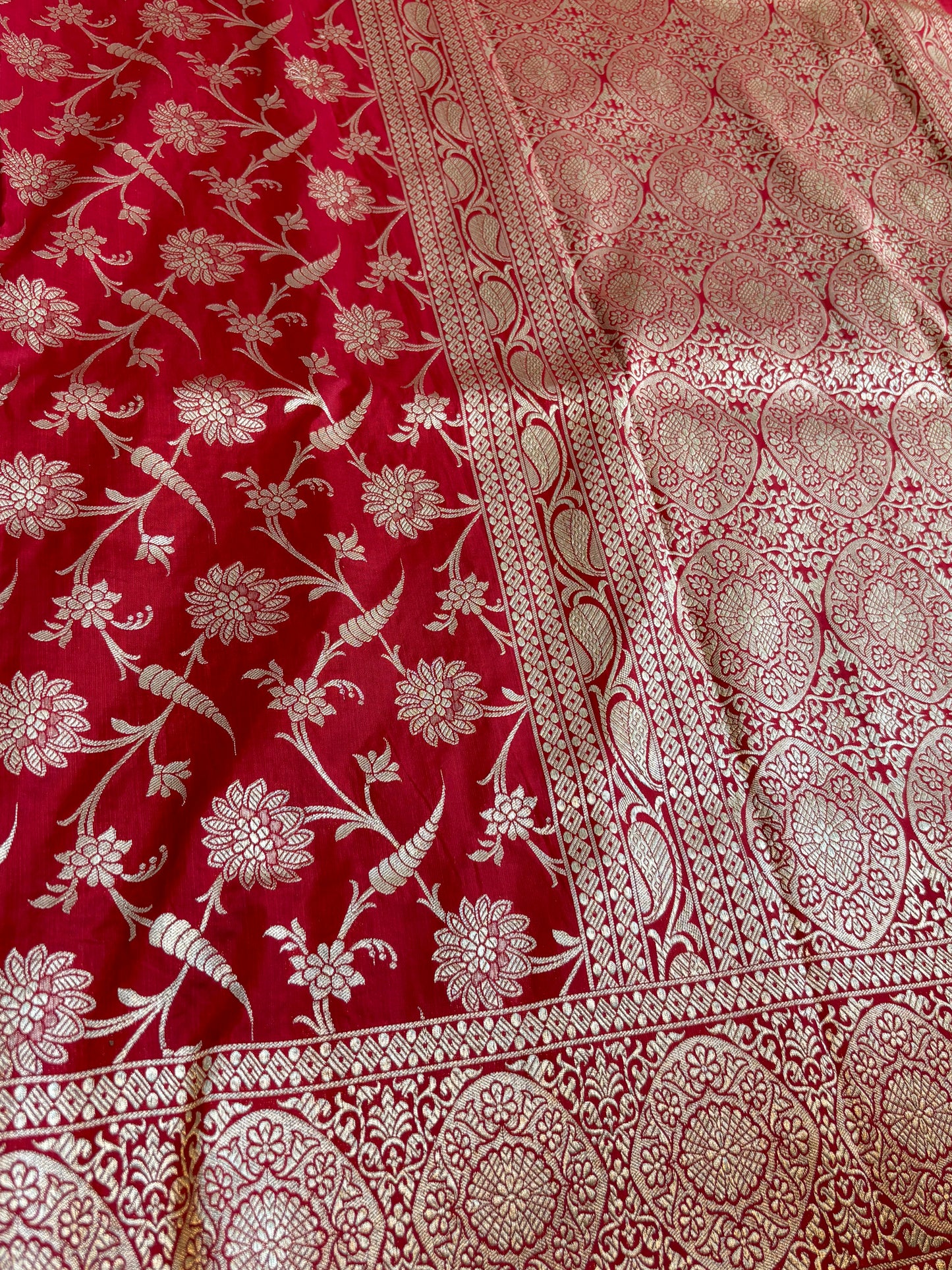 HandCrafted Pure Kataan Silk Red Saree