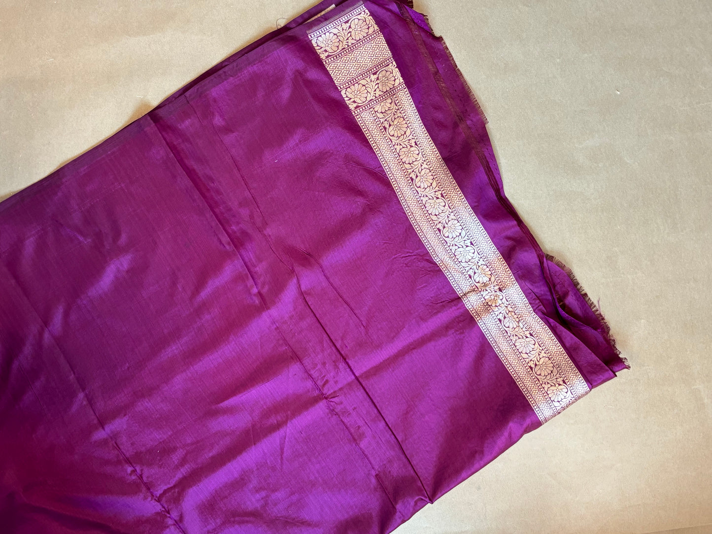 HandCrafted Pure Kataan Silk Purple Saree