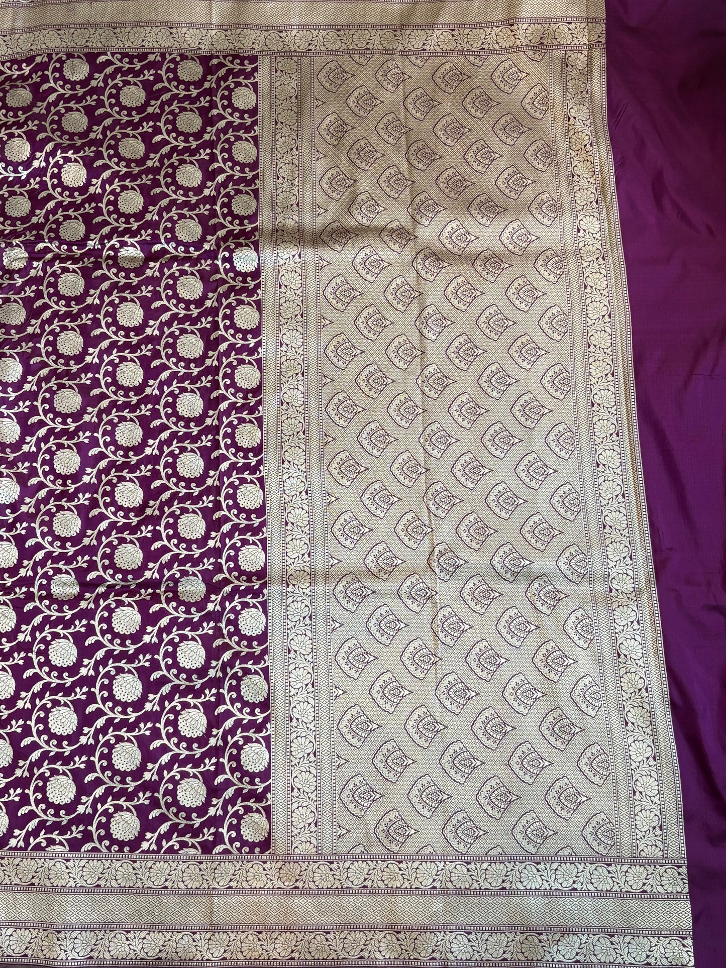 HandCrafted Pure Kataan Silk Purple Saree