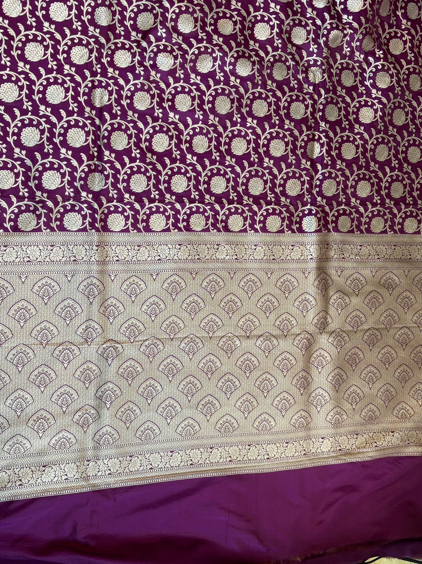 HandCrafted Pure Kataan Silk Purple Saree