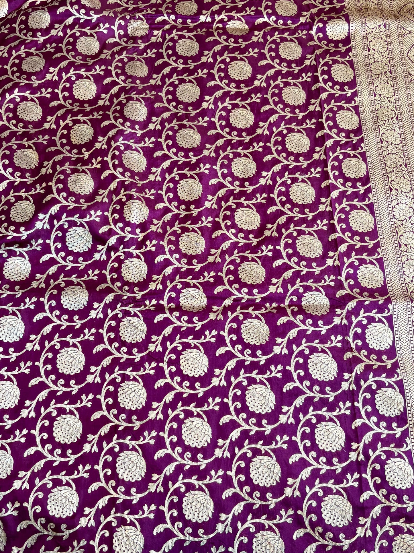 HandCrafted Pure Kataan Silk Purple Saree