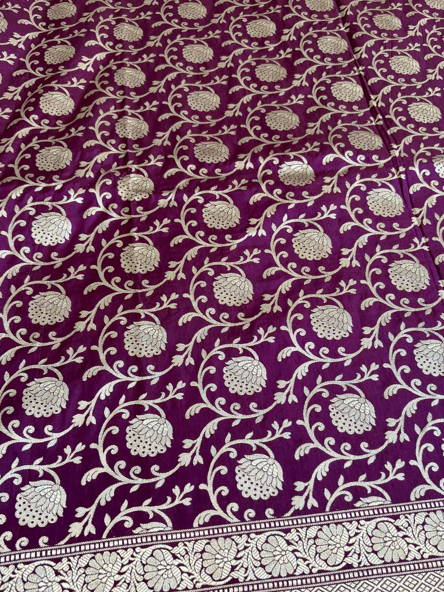 HandCrafted Pure Kataan Silk Purple Saree