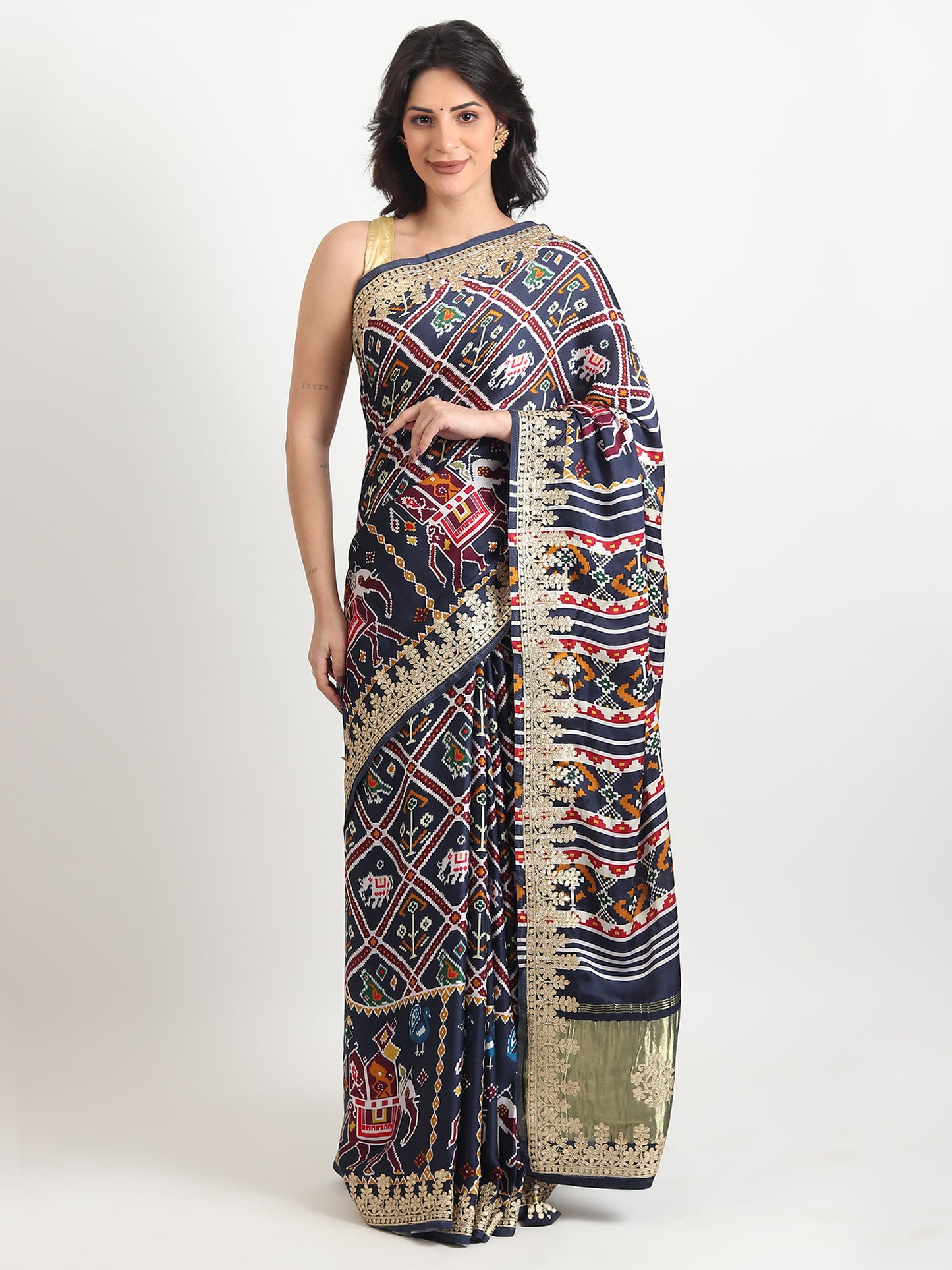 Gajji Silk Saree With Ikat Print