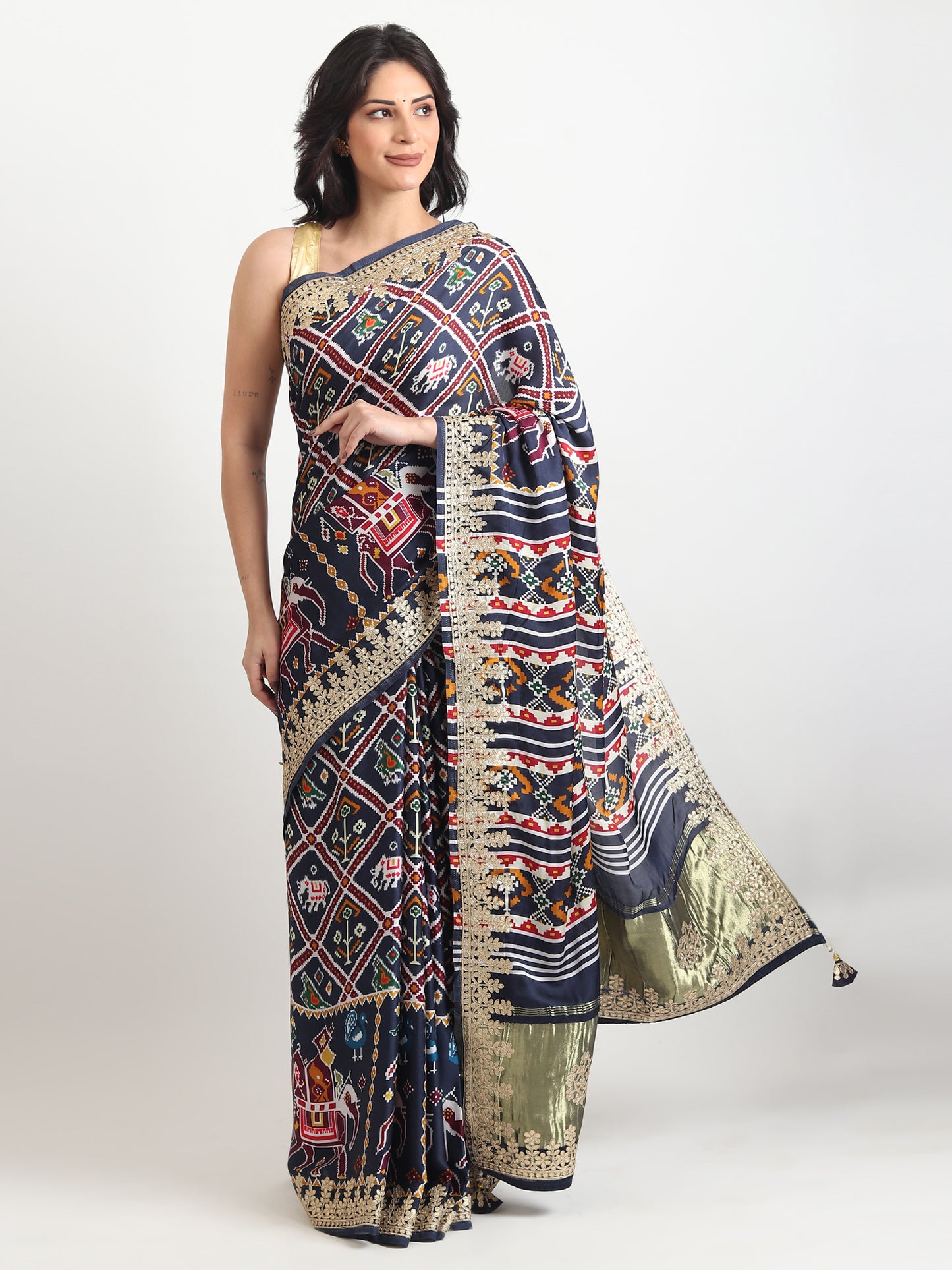 Gajji Silk Saree With Ikat Print