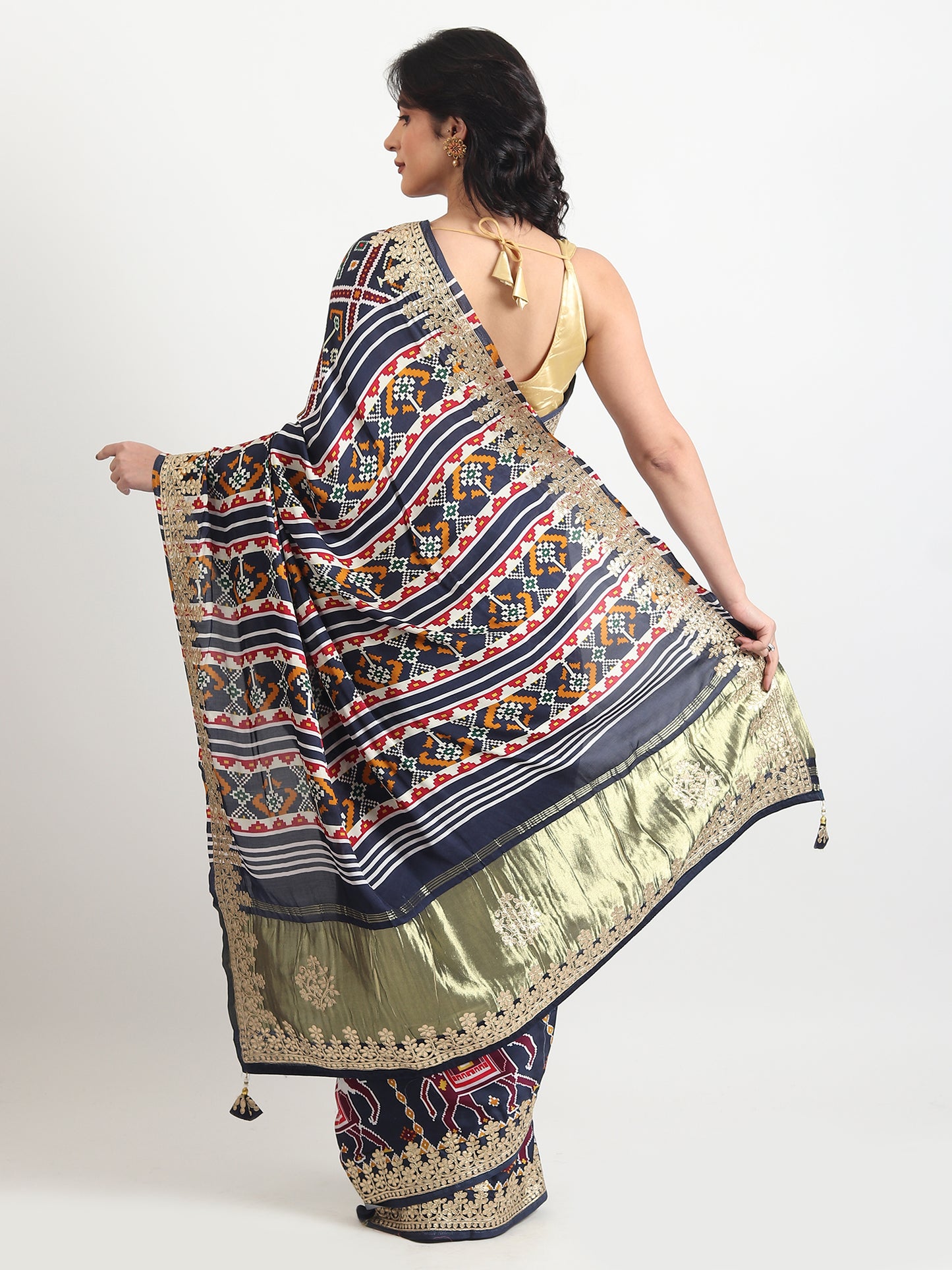 Gajji Silk Saree With Ikat Print