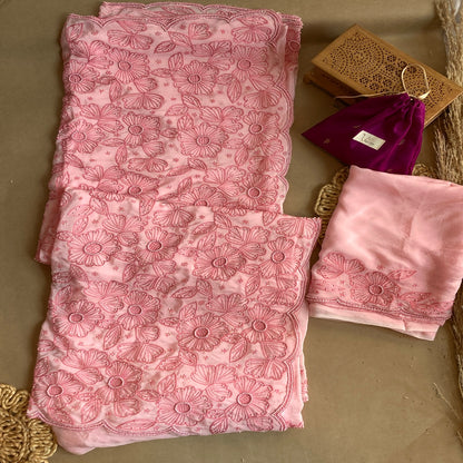 Pure Crepe Pink Saree