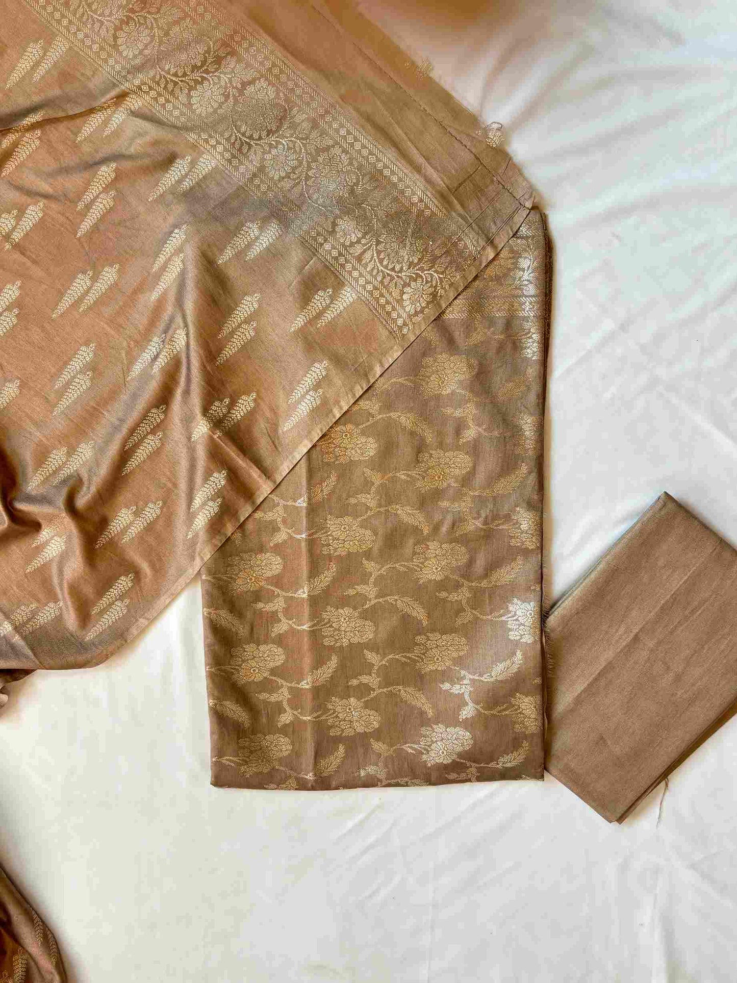 Muga Silk Beige Salwar and Suit