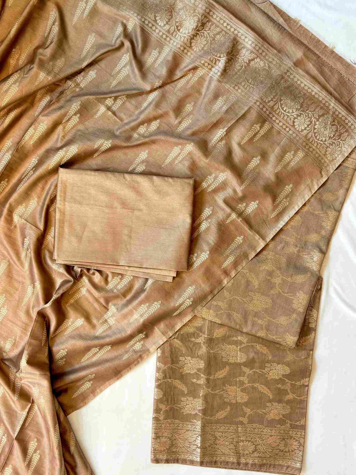 Muga Silk Beige Salwar and Suit