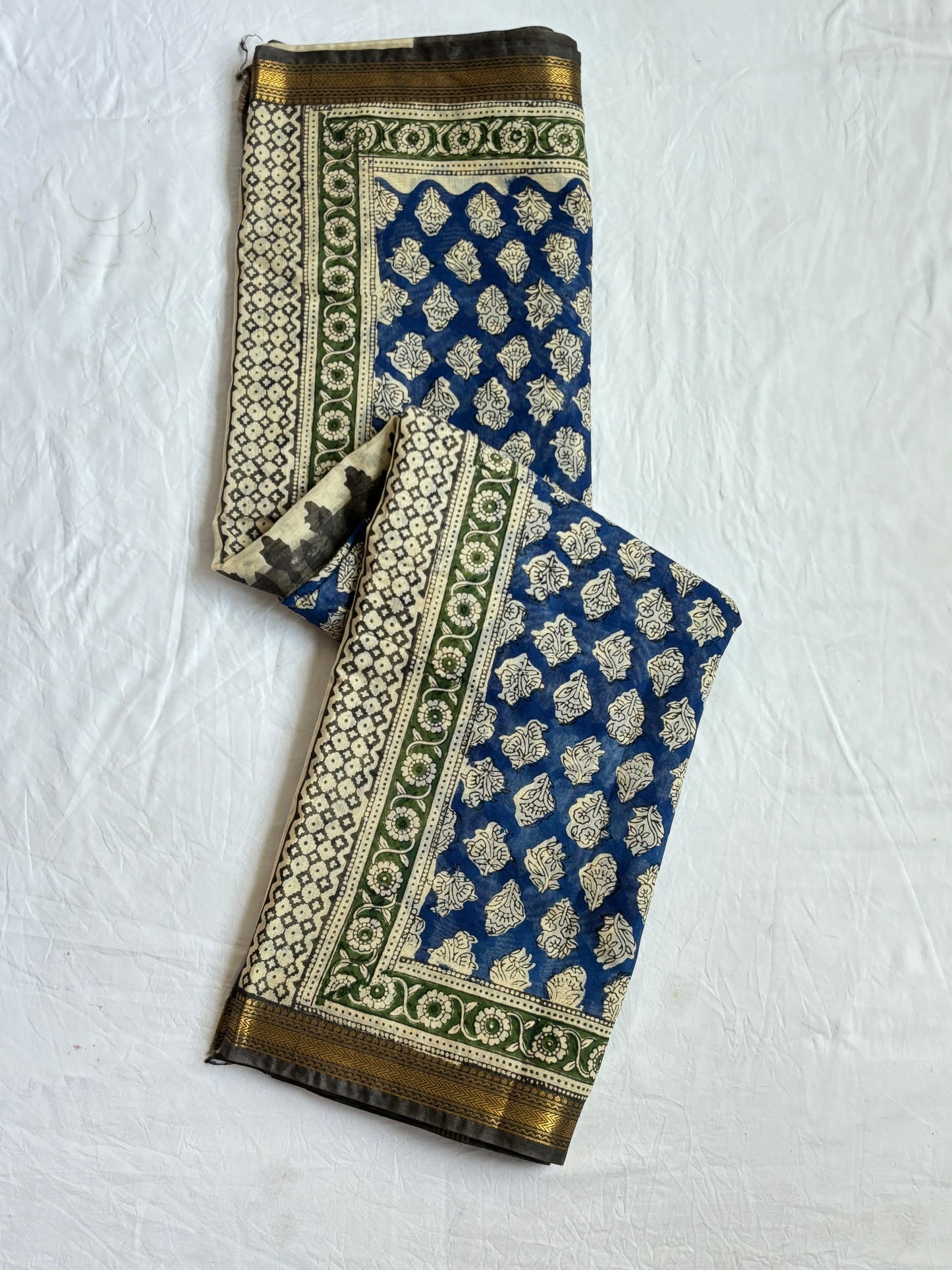 Cotton Silk Saree With Block Print