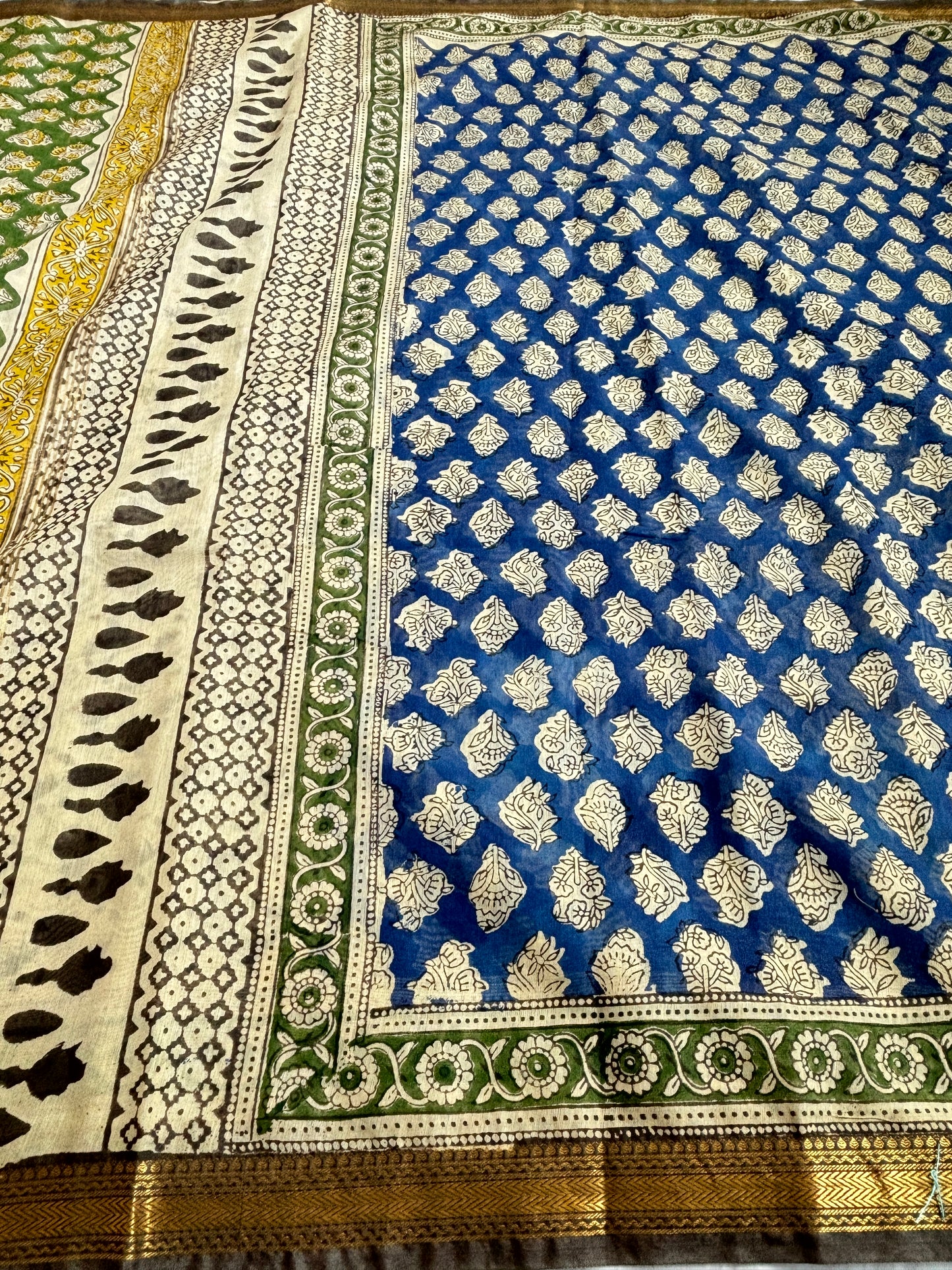 Cotton Silk Saree With Block Print