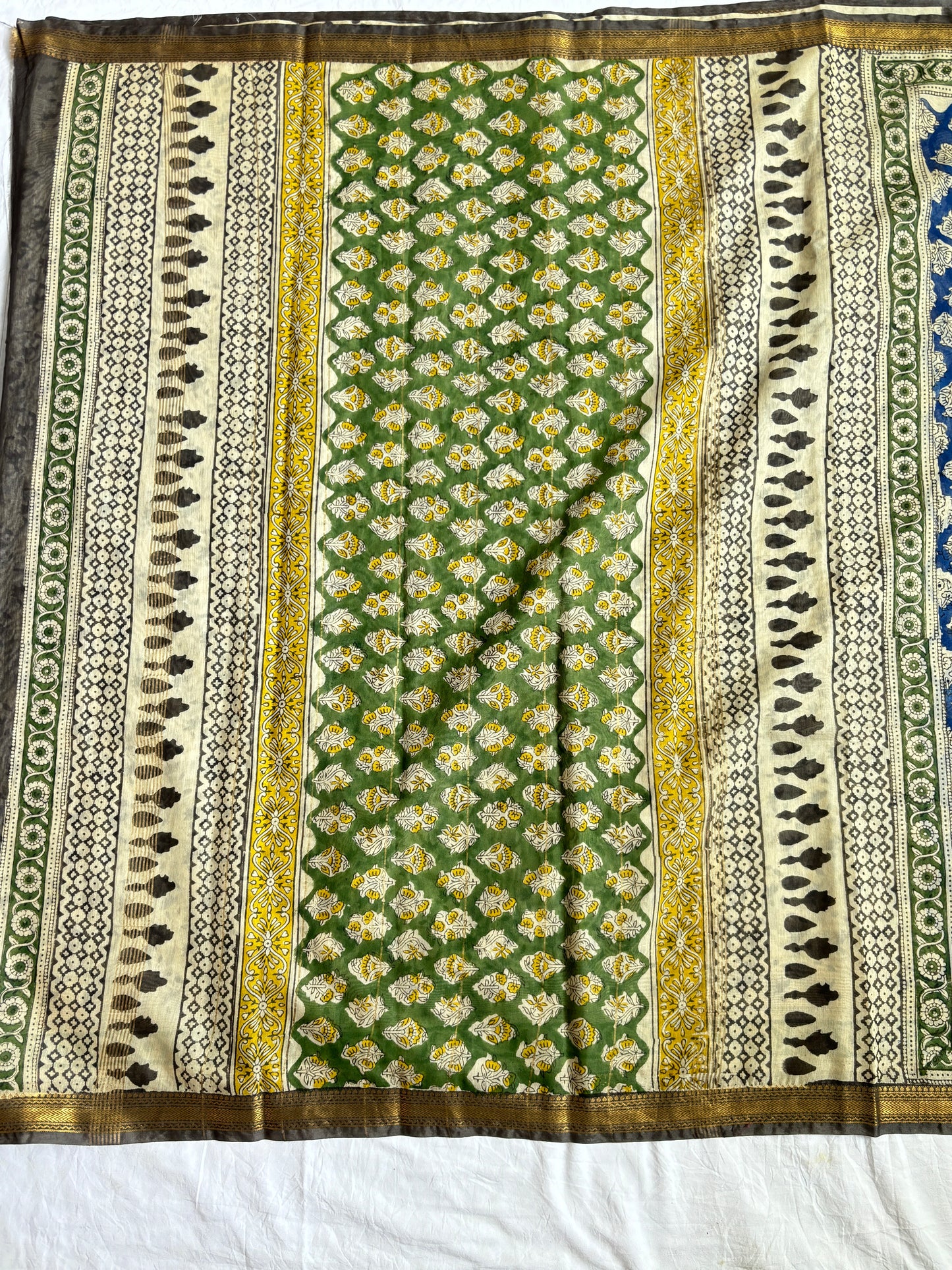 Cotton Silk Saree With Block Print