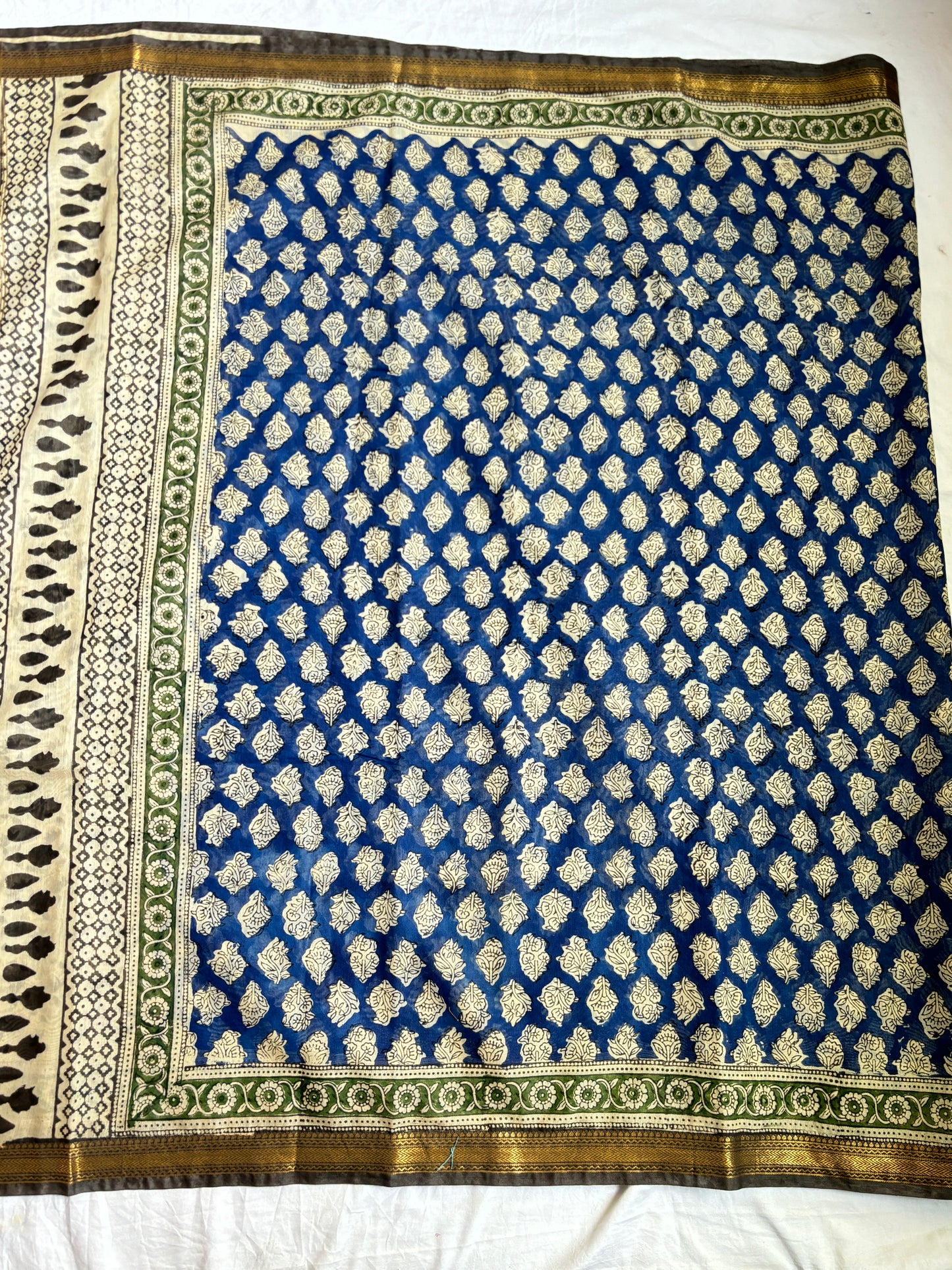 Cotton Silk Saree With Block Print