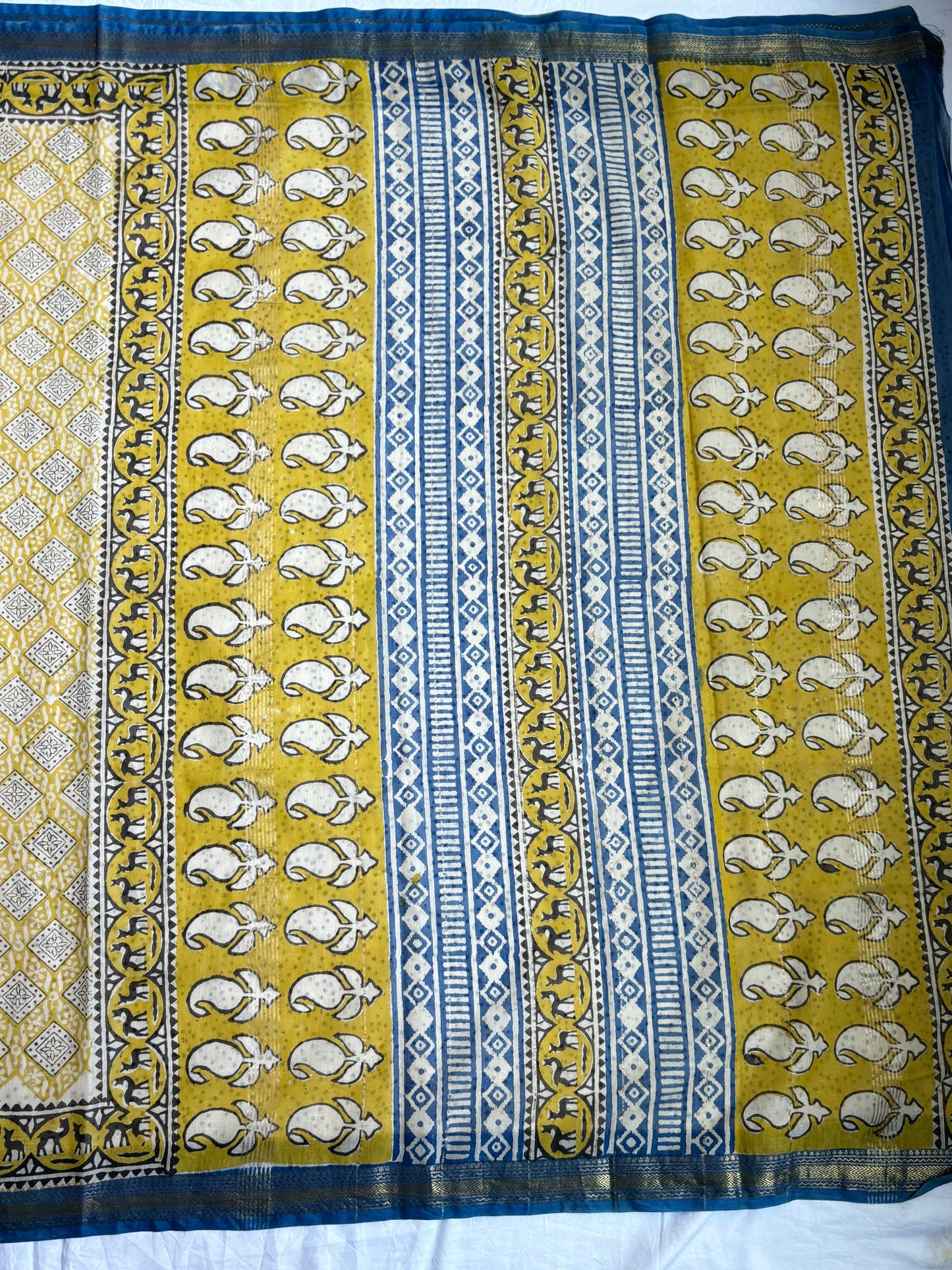 Cotton Silk Saree With Block Print