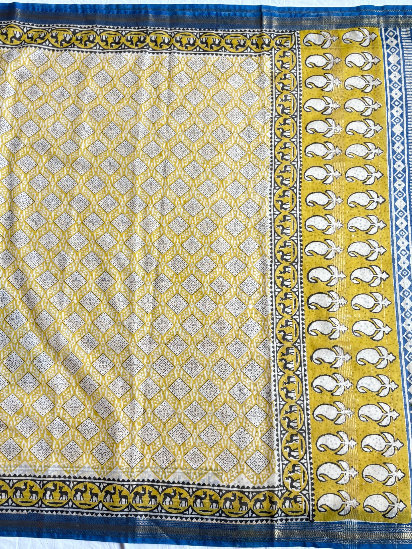 Cotton Silk Saree With Block Print