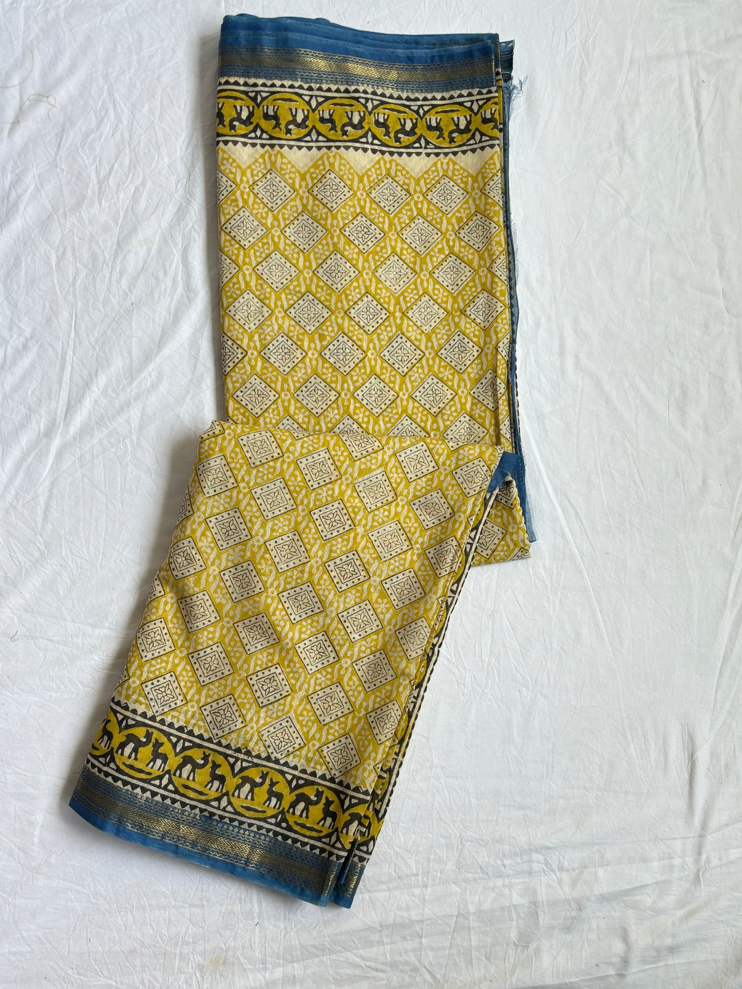 Cotton Silk Saree With Block Print