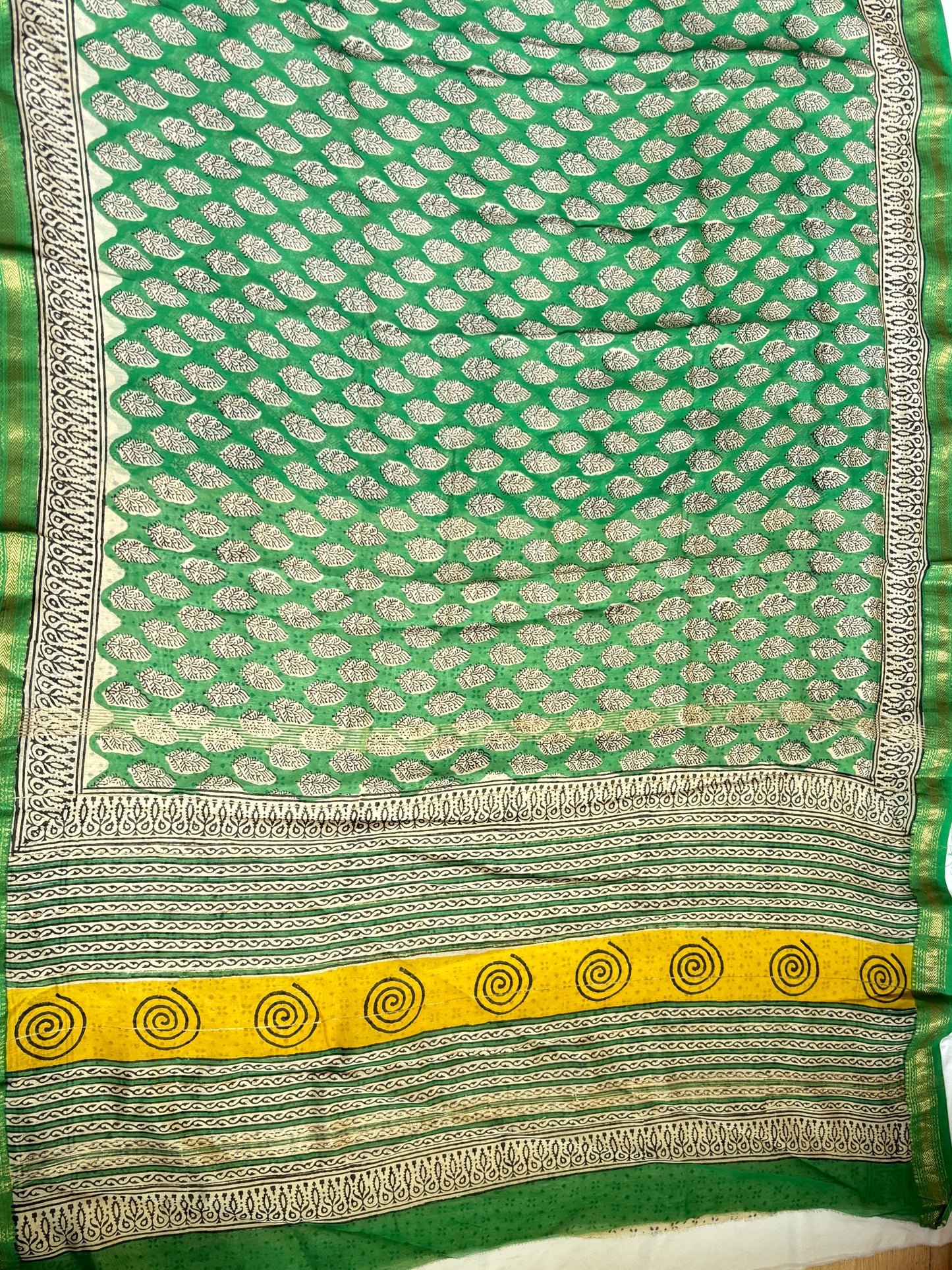 Cotton Silk Saree With Block Print