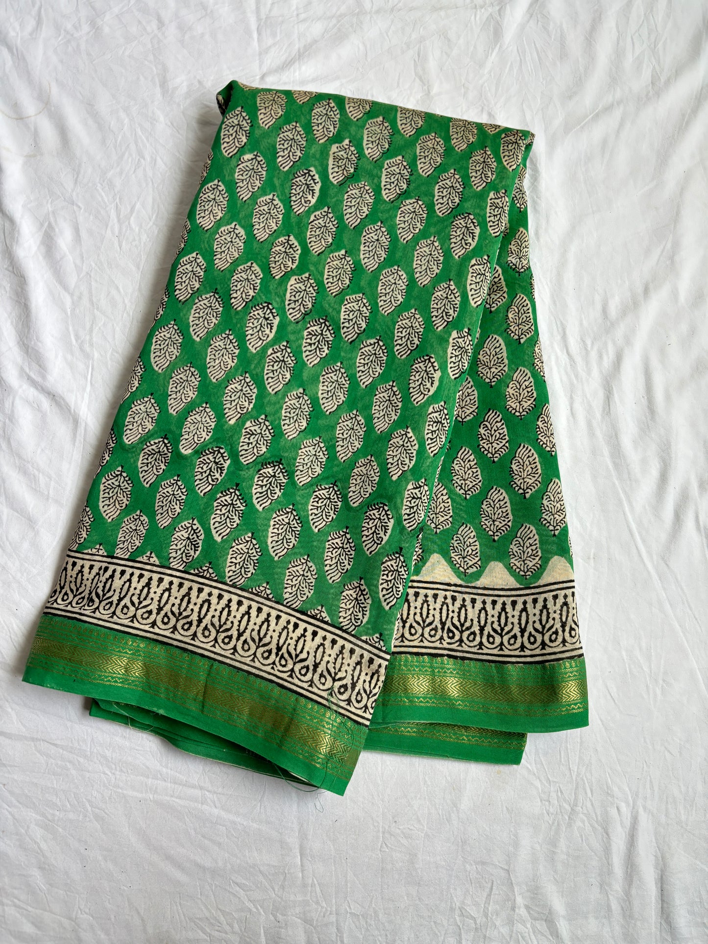 Cotton Silk Saree With Block Print