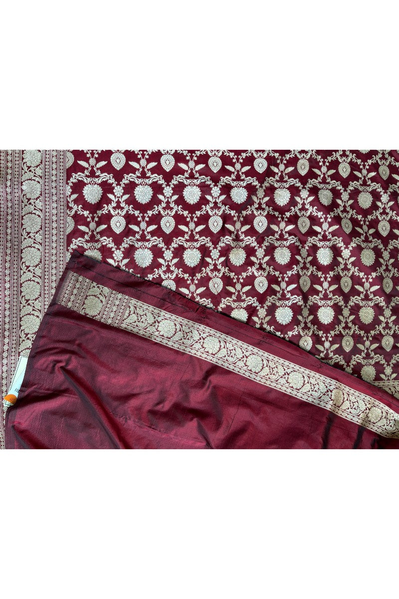 Kataan Silk Maroon Saree