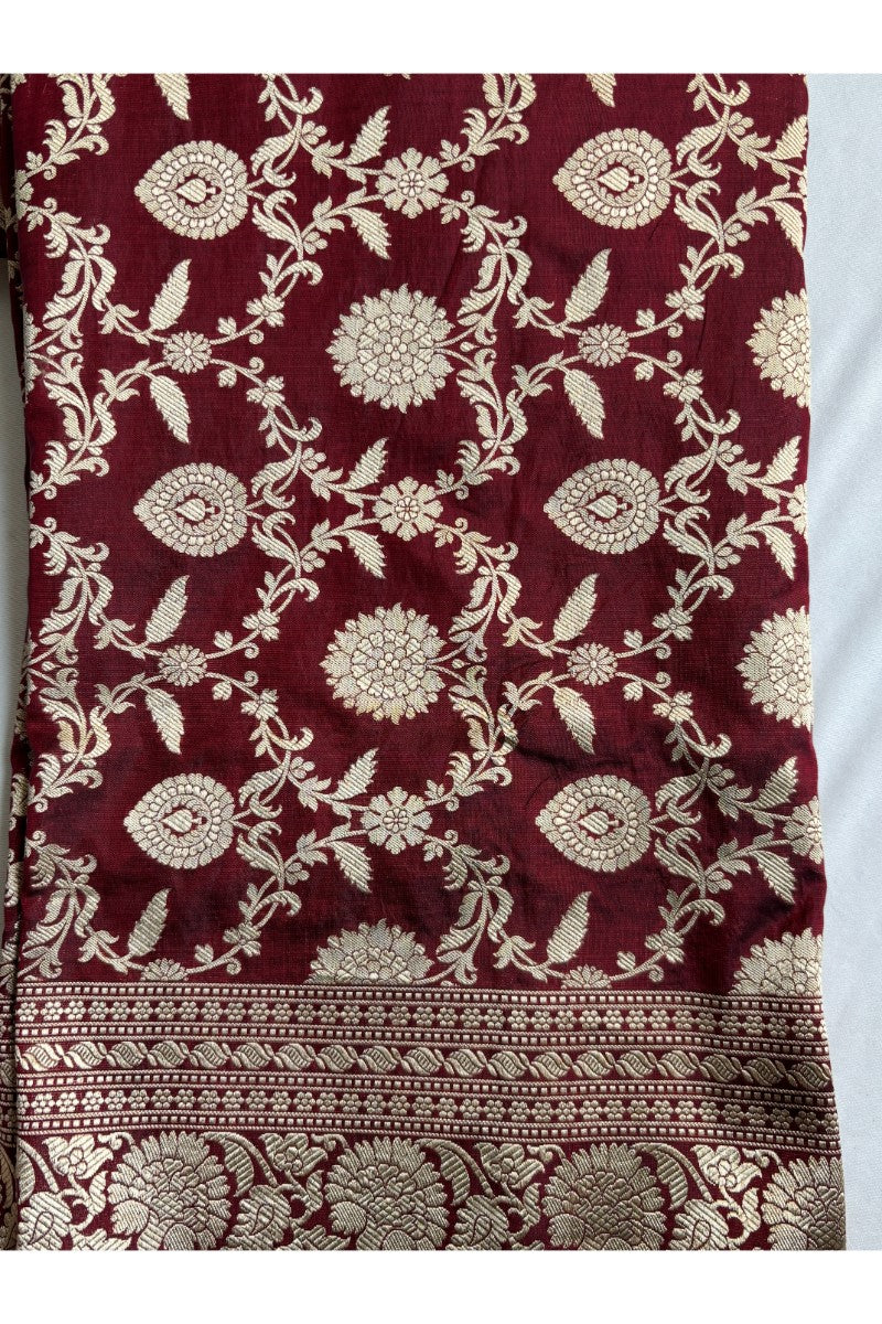 Kataan Silk Maroon Saree