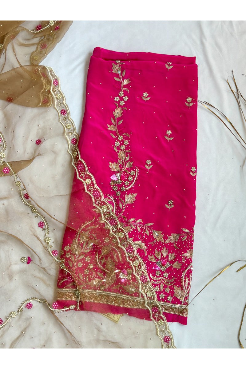 Crepe Kurta With Organza Duppta Set