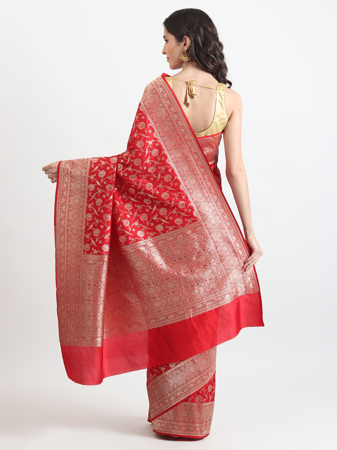 Handloom Kataan Silk Red Saree