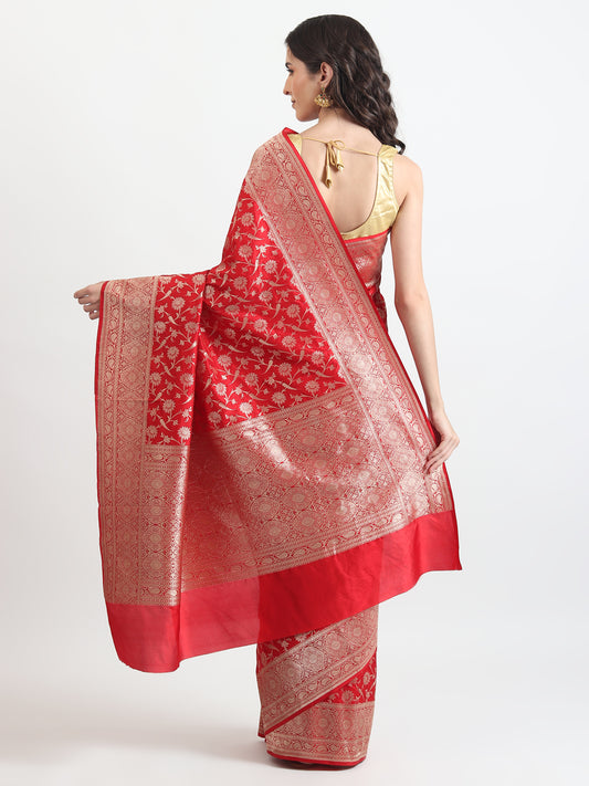 Handloom Kataan Silk Red Saree