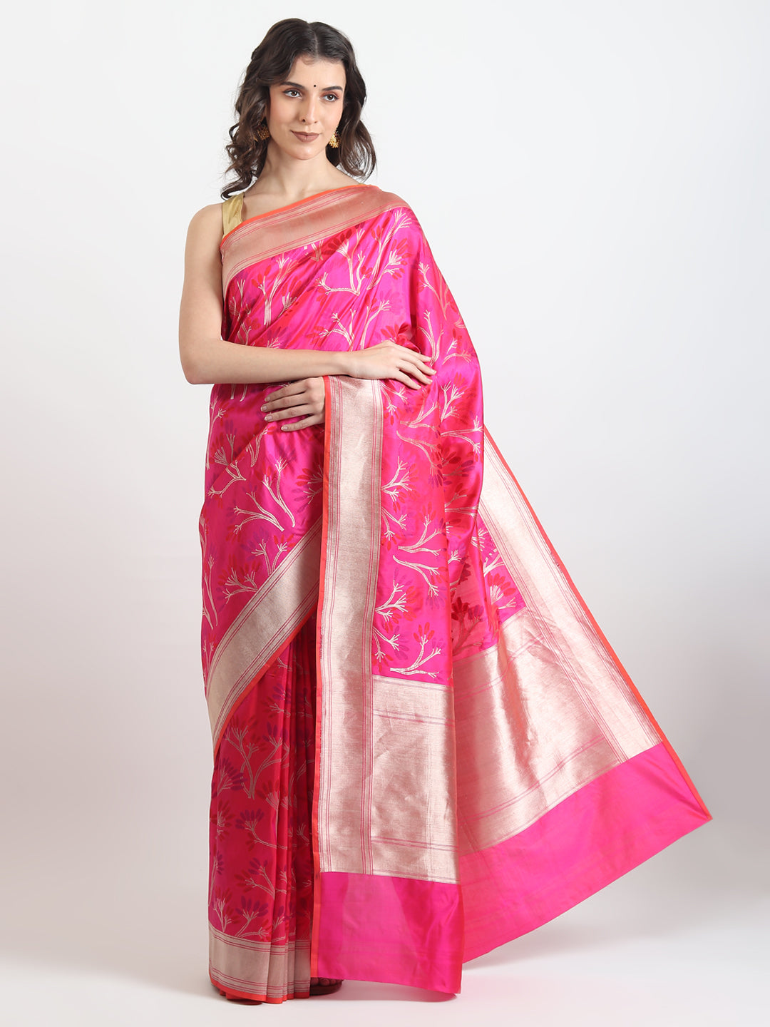 Handloom Kataan Silk Pink Saree