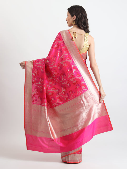 Handloom Kataan Silk Pink Saree