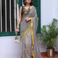 Cotton Silk Saree With Block Print