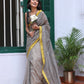 Cotton Silk Saree With Block Print