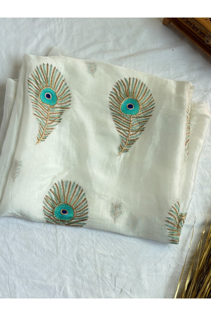 Organza White Handmade Peacock Kurta