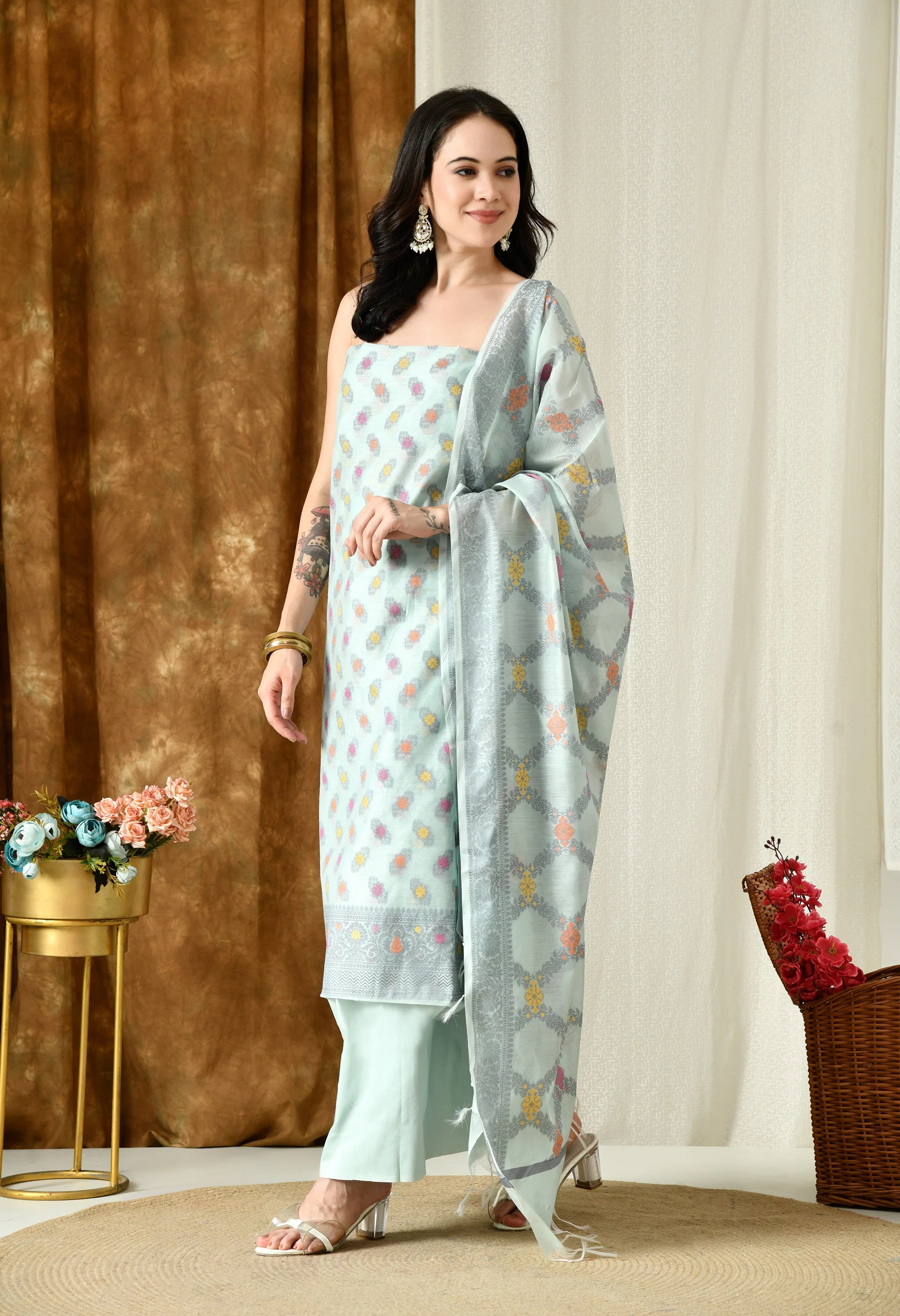 green salwar and suits set for women