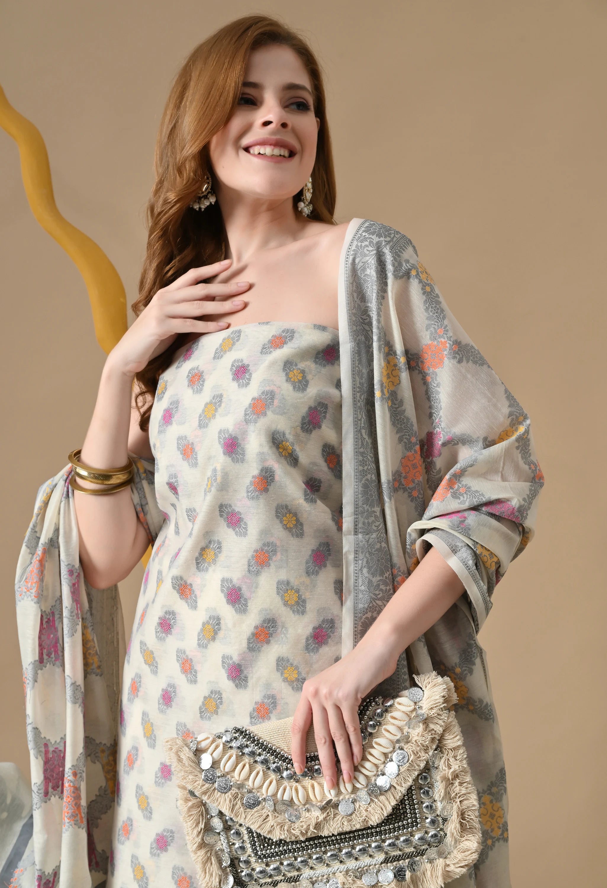 party wear chanderi cotton suit set